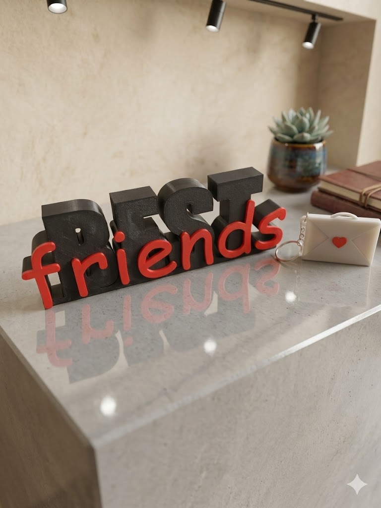 Best friend Table text with photo keychain